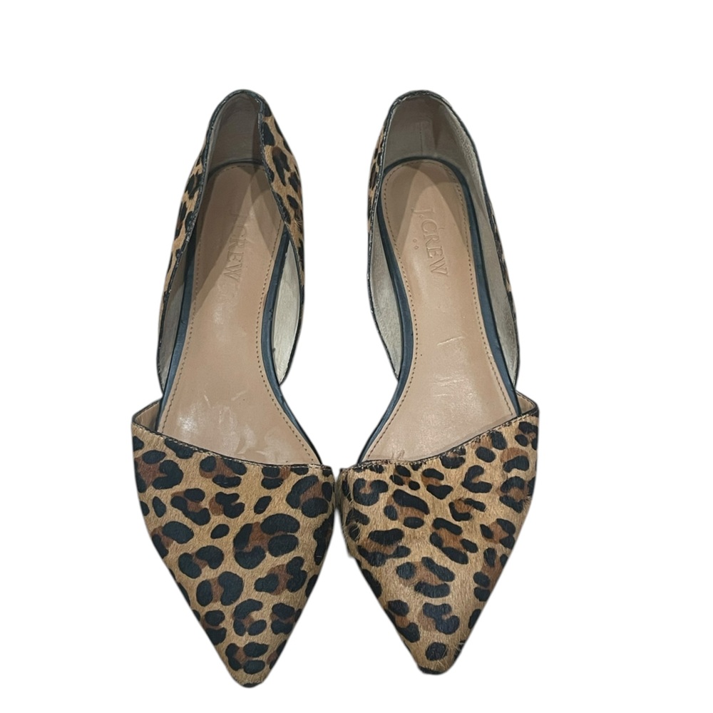 j crew leopard pointed flats shoes 7.5